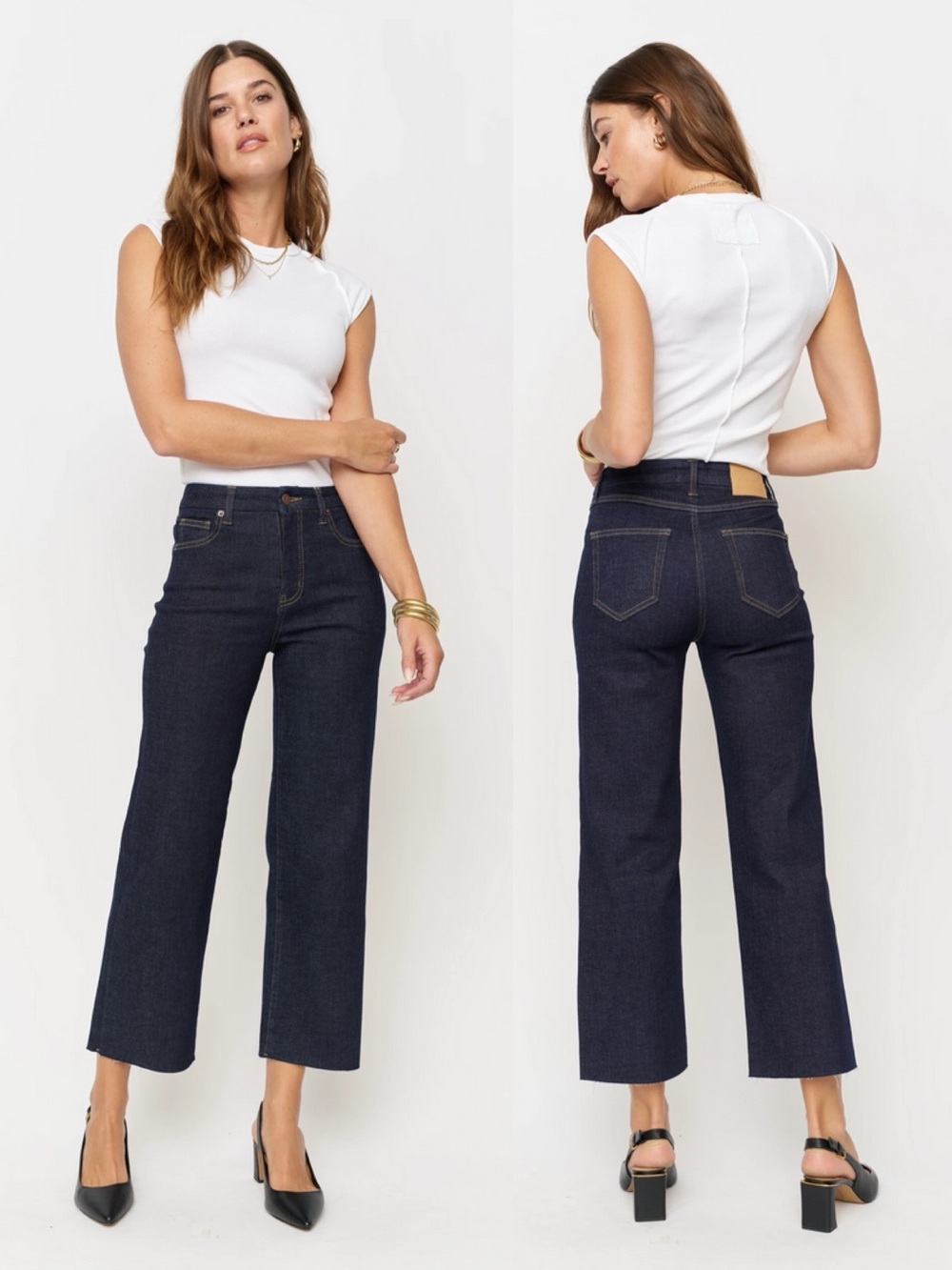 Oliver Logan | Aberdeen Wide Leg Jeans in Timber Dark Wash 28